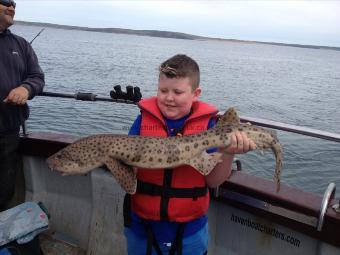 12 lb 4 oz Bull Huss by Leon's (aged 10) PB Huss on his 1st boat trip