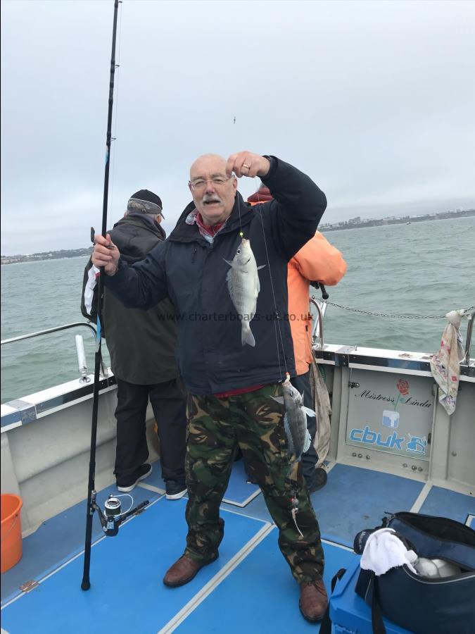 3 lb Black Sea Bream by Clive with another doubleheader