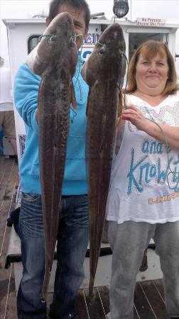 12 lb Ling by rosie and keith with the lings they caught 21 july