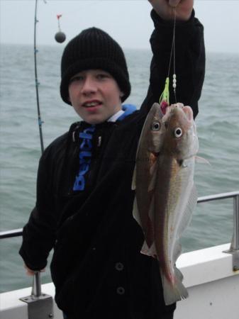 2 lb Whiting by a nice double shot for young Delboy