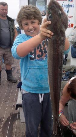 10 lb Ling (Common) by dylan holding his dads ling