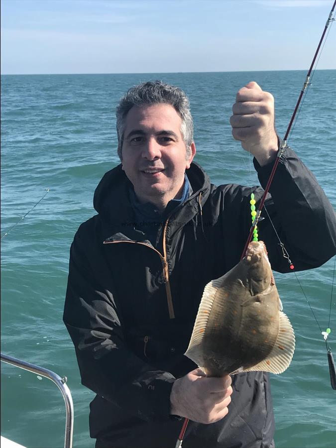 1 lb 4 oz Plaice by Ali with his 1st Plaice