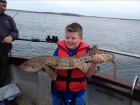 12 lb 4 oz Bull Huss by Leon's (aged 10) PB Huss on his 1st boat trip