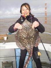 12 lb Thornback Ray by Ping with her first ever Thornback